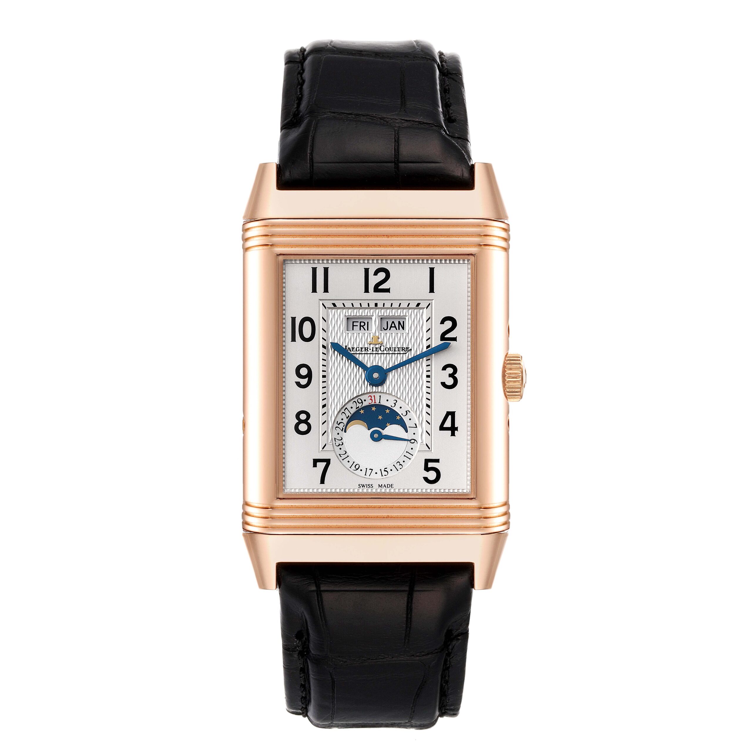 Jaeger LeCoultre Grande Reverso Calendar Moonphase Rose Gold Mens Watch Q3752520