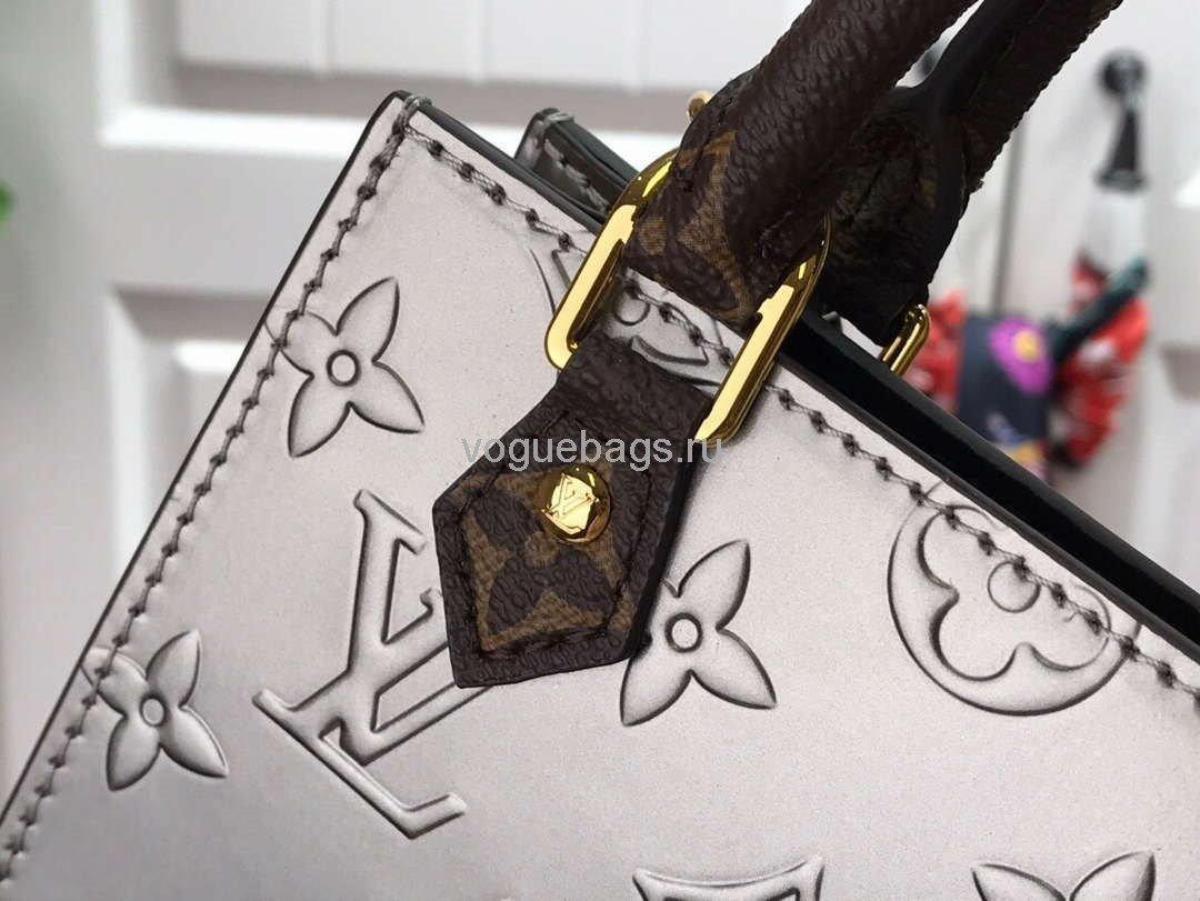 LV M90564 Louis Vuitton Petit Sac Plat Monogram Vernis M69442 Bag Silver