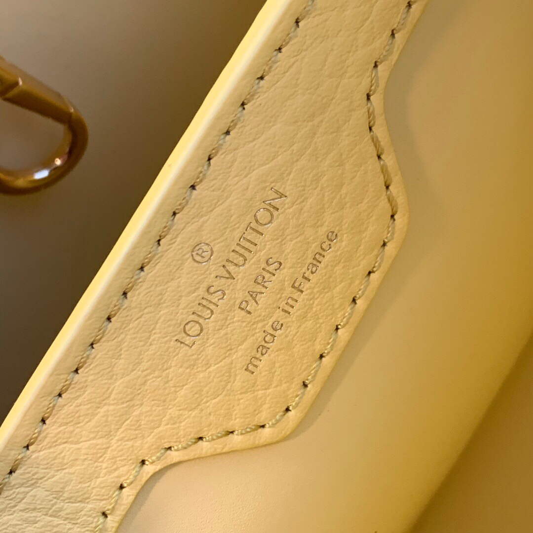 LV M59883 Louis Vuitton Capucines MM Handbag Cr��me Beige / Plume Yellow
