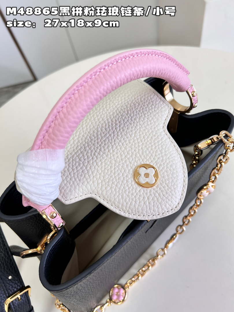 LV M22512 Louis Vuitton Capucines BB Bag Black and Pink