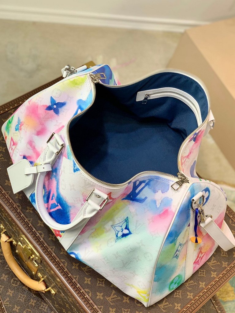 LV M45758 Louis Vuitton M41416 Keepall Bandouliere 50 Monogram Watercolour Blue coated canvas