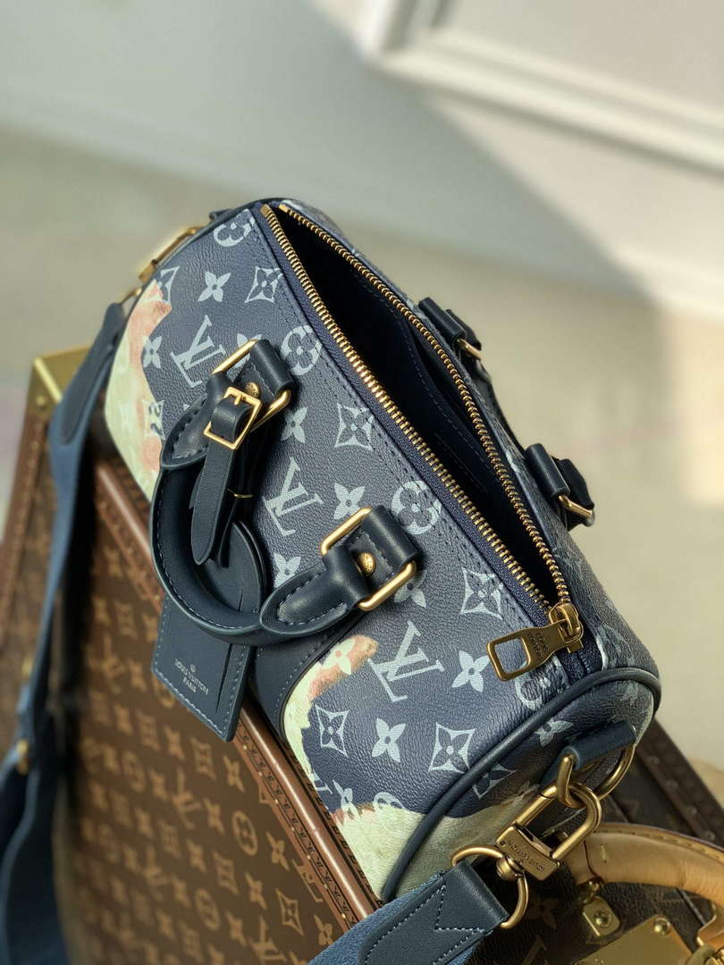 LV M46271 Louis Vuitton Keepall Bandouli��re 25 Bag Blue