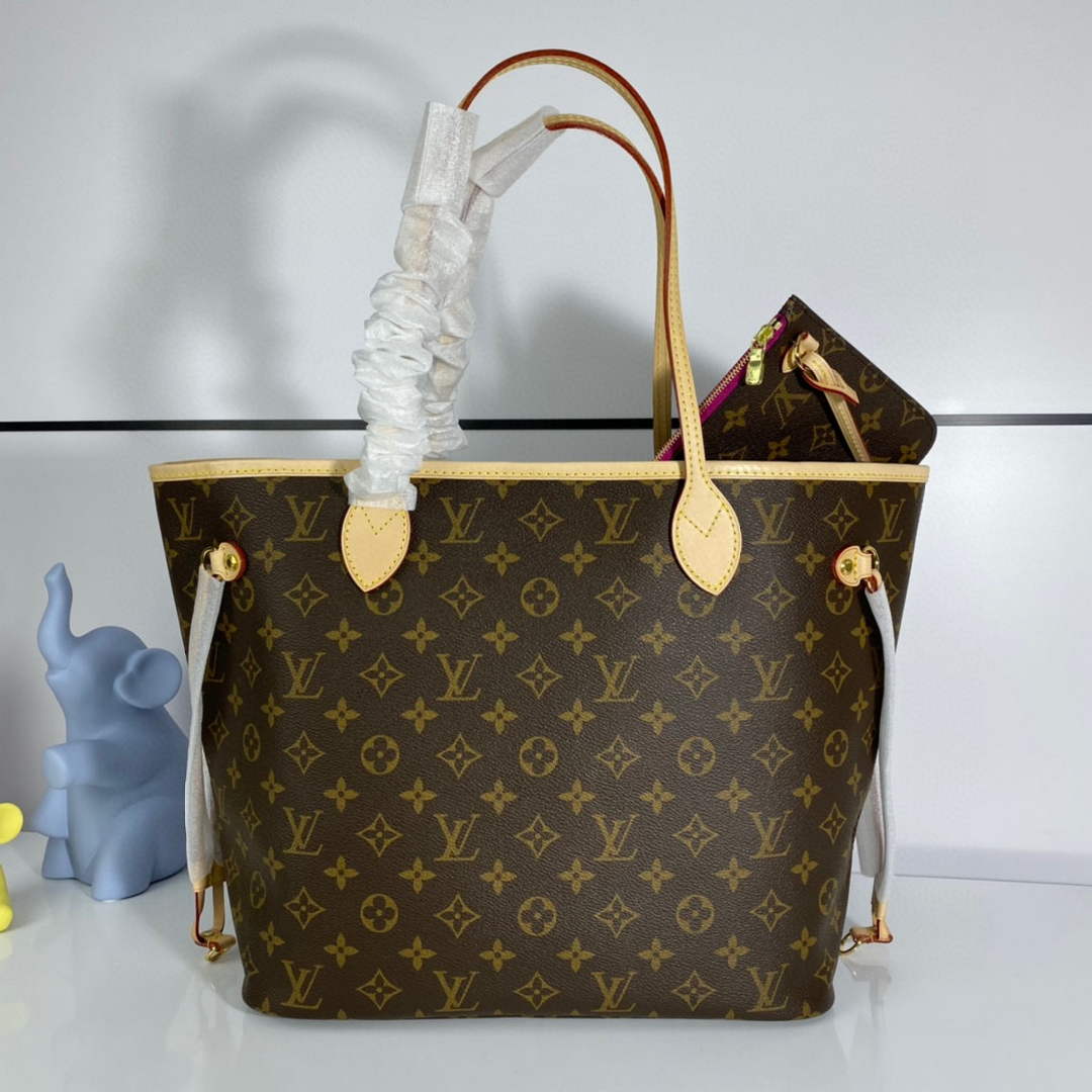 Louis Vuitton LV M41178 Neverfull MM Monogram Canvas Pivoine Pink