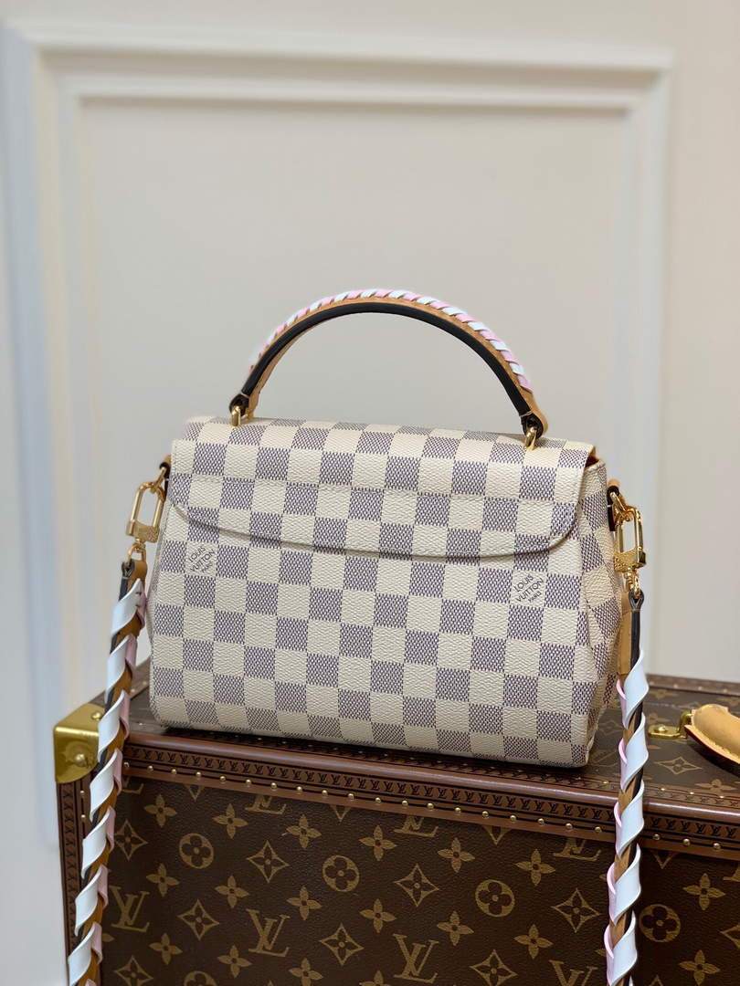 LV N50053 Louis Vuitton Croisette Damier Azur Canvas Bag Pink