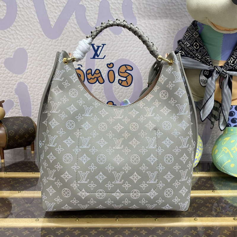 LV M23396 Louis Vuitton Carmel Hobo Bag Mahina Leather Gray