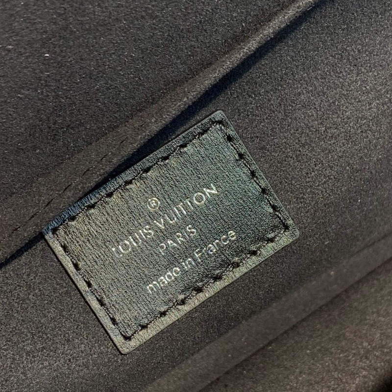 LV M59631 Louis Vuitton Dauphine MM Denim Leather Bag Black