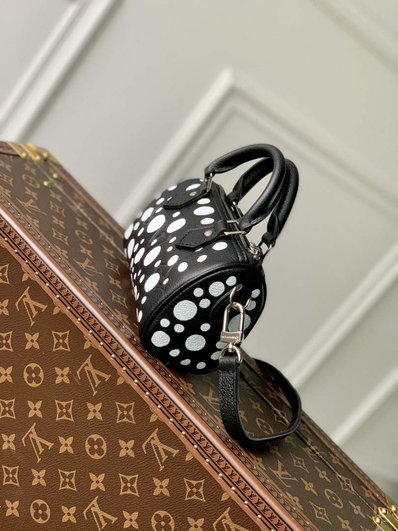 LV M81910 Louis Vuitton LV x YK Nano Speedy Bag Black and white