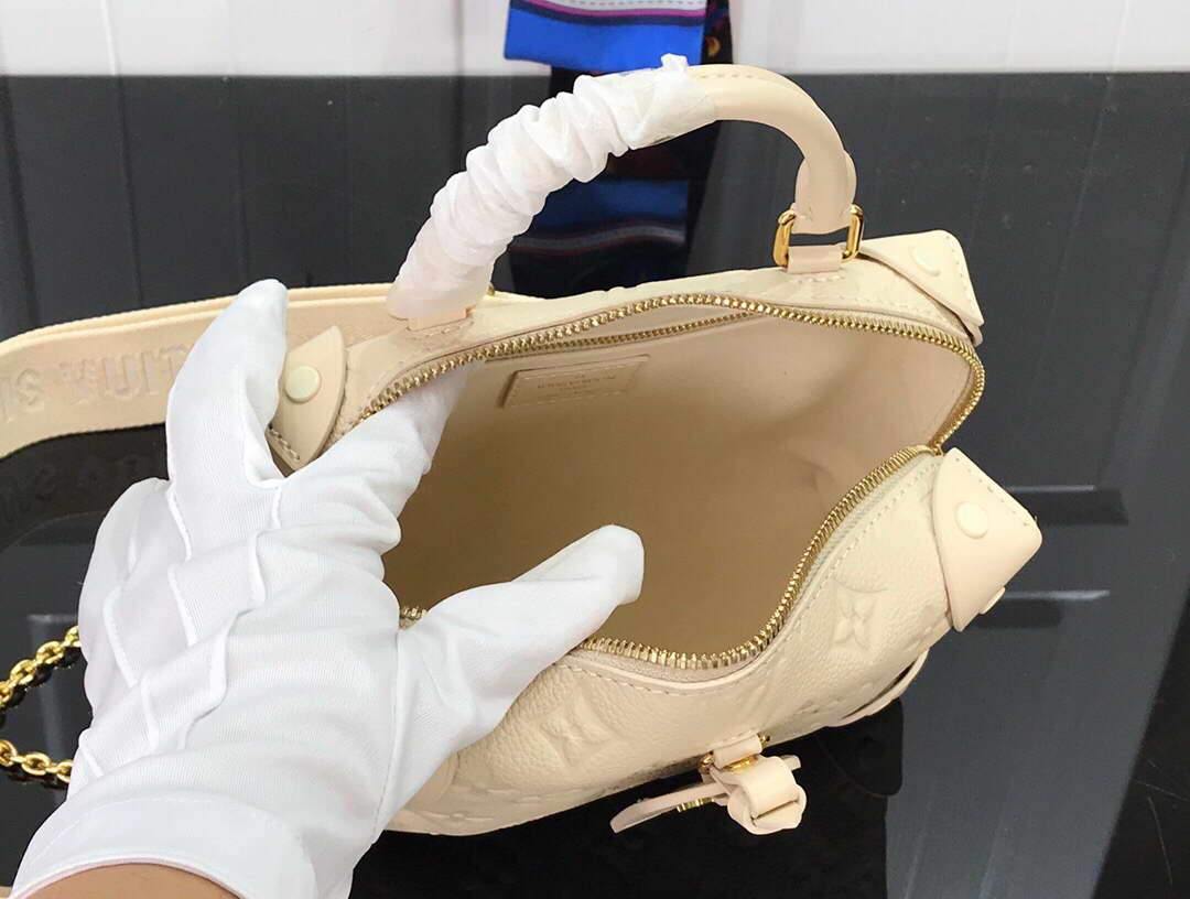 LV M45394 Louis Vuitton Petite Malle Souple Bag M45393 Leather Cream