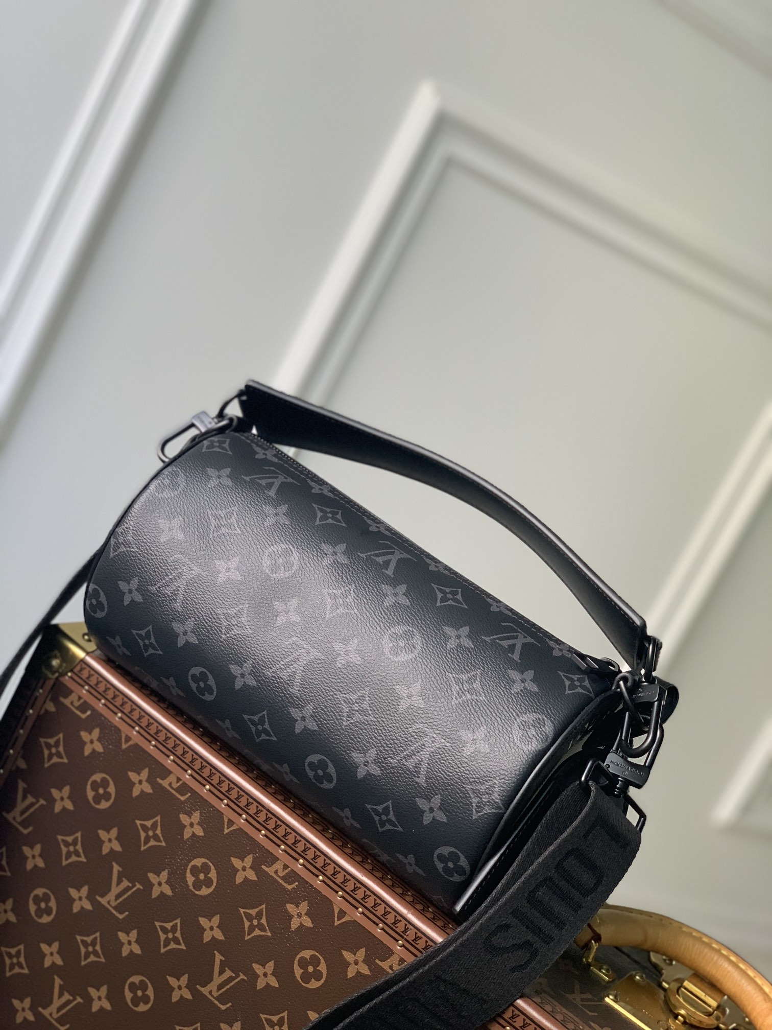 LV M46796 Louis Vuitton Soft Polochon PM Monogram Eclipse