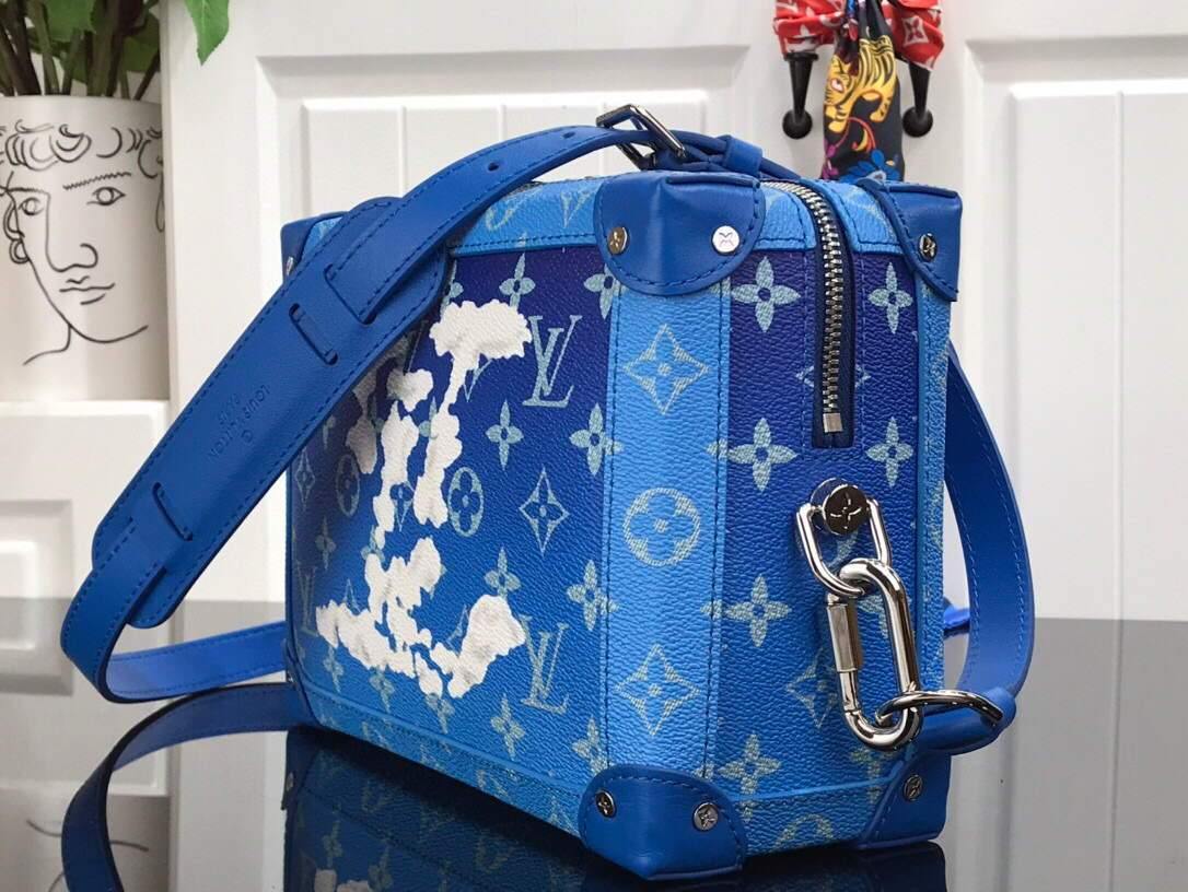 LV M45430 Louis Vuitton Petite Malle Soft Trunk Monogram Blue and White
