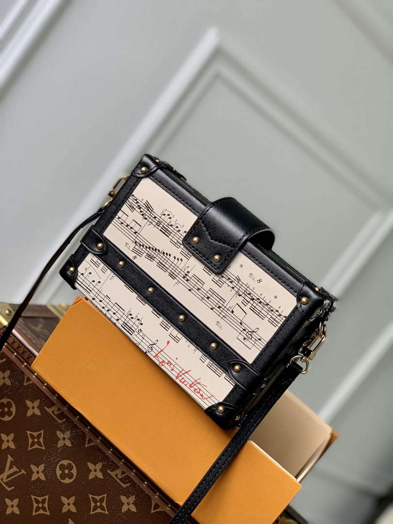 LV M22895 Louis Vuitton Petite Malle Handbag White/Black