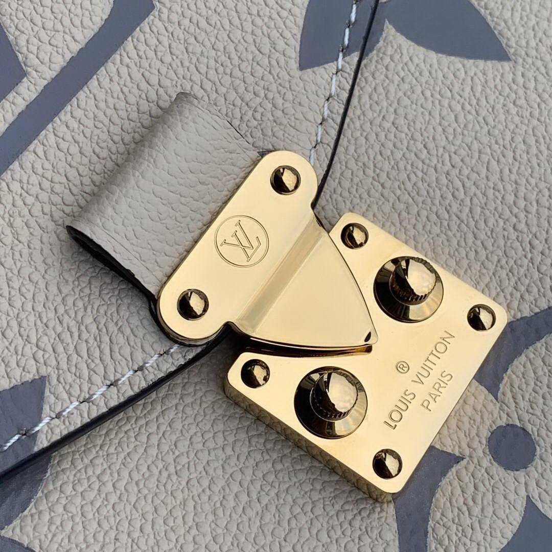 LV M45596 Louis Vuitton Pochette Metis Bicolor Monogram Empreinte Leather Cream