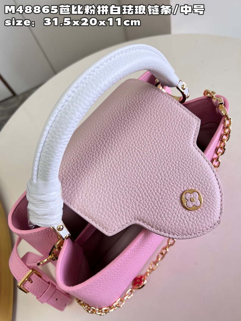 LV M22375 Louis Vuitton Capucines MM Rose Chamallow Pink
