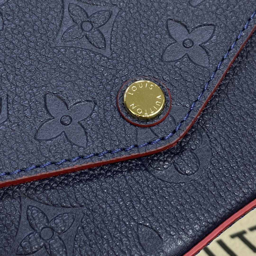 LV M64064 Louis Vuitton Felicie Pochette Monogram Empreinte Bag Black with Red