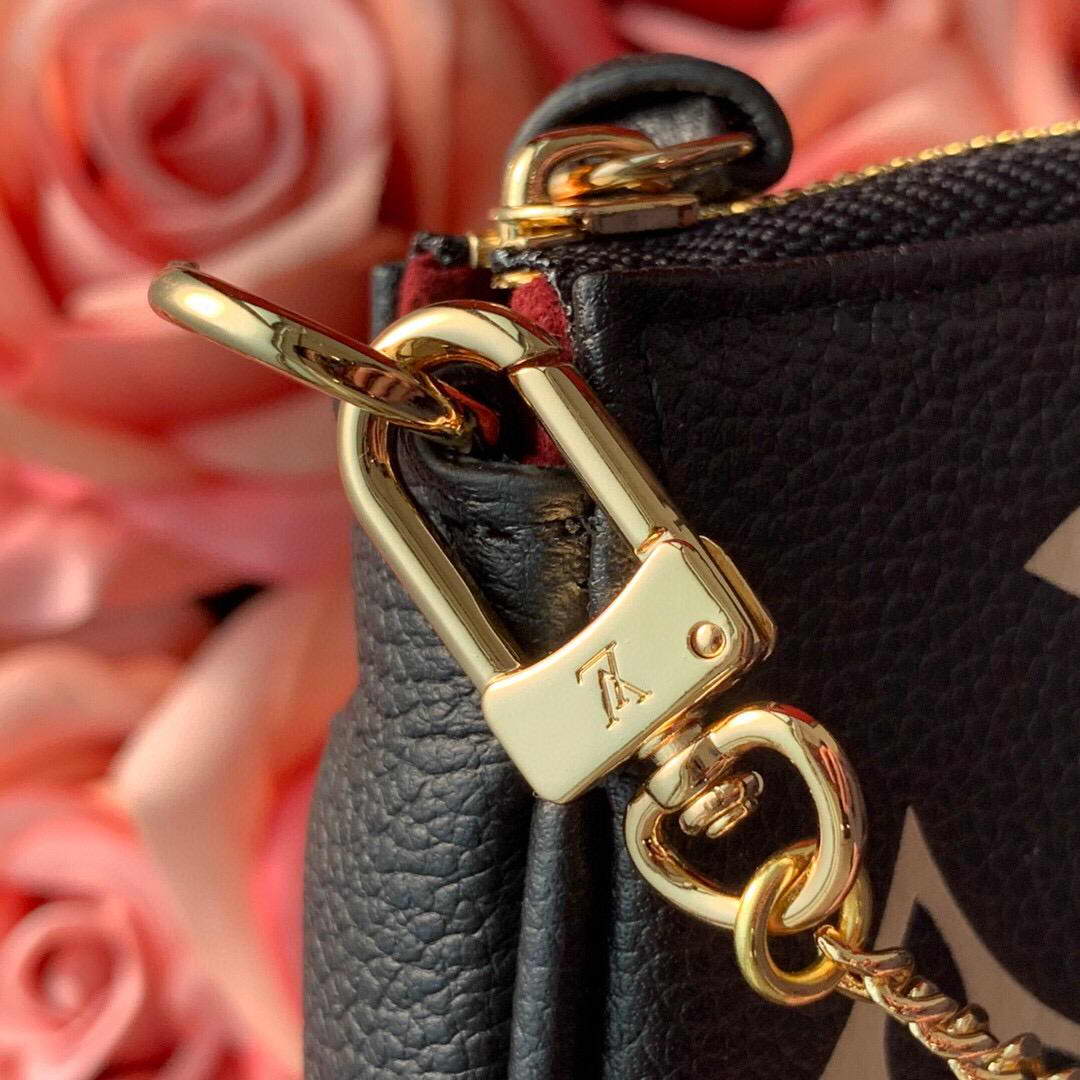 LV M80732 Mini Pochette Accessoires Bicolor Monogram Empreinte Leather Black and Beige