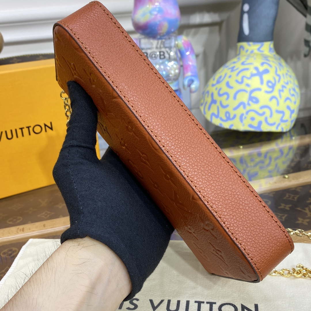 LV M82363 Louis Vuitton Felicie Pochette Monogram Empreinte Bag Brown