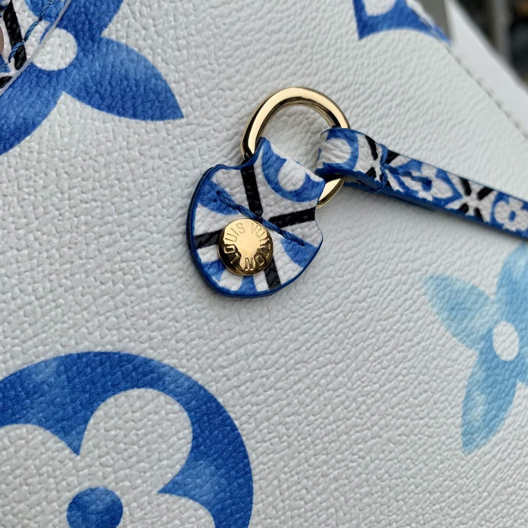 LV M22979 Louis Vuitton Neverfull MM Tote Bag Blue