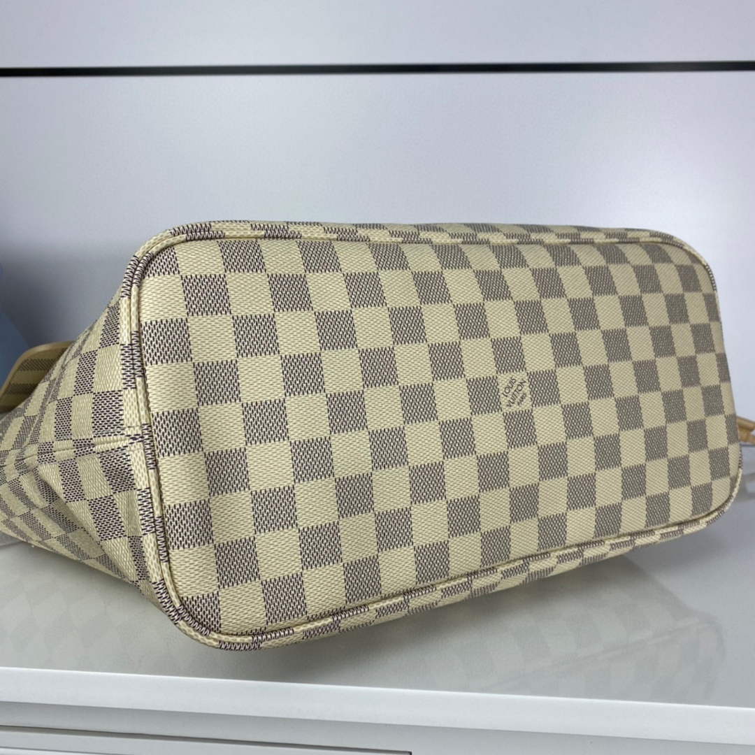 Louis Vuitton LV N41361 Neverfull MM Damier Azur Rose Ballerine Pink