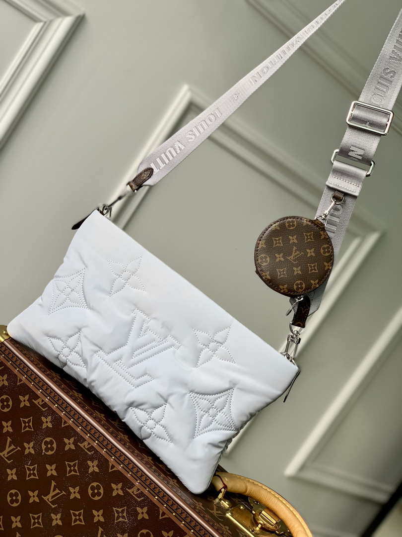 LV M21056 Louis Vuitton Maxi Multi Pochette Accessoires Bag M58977 Silver and Pale Pink
