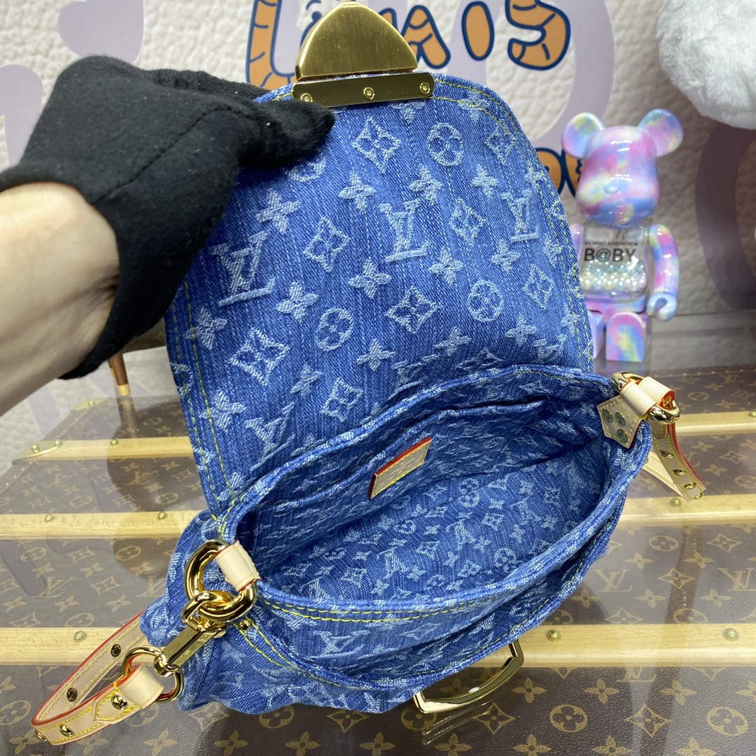 LV M46829 Louis Vuitton Sunset Monogram Denim Handbag Blue
