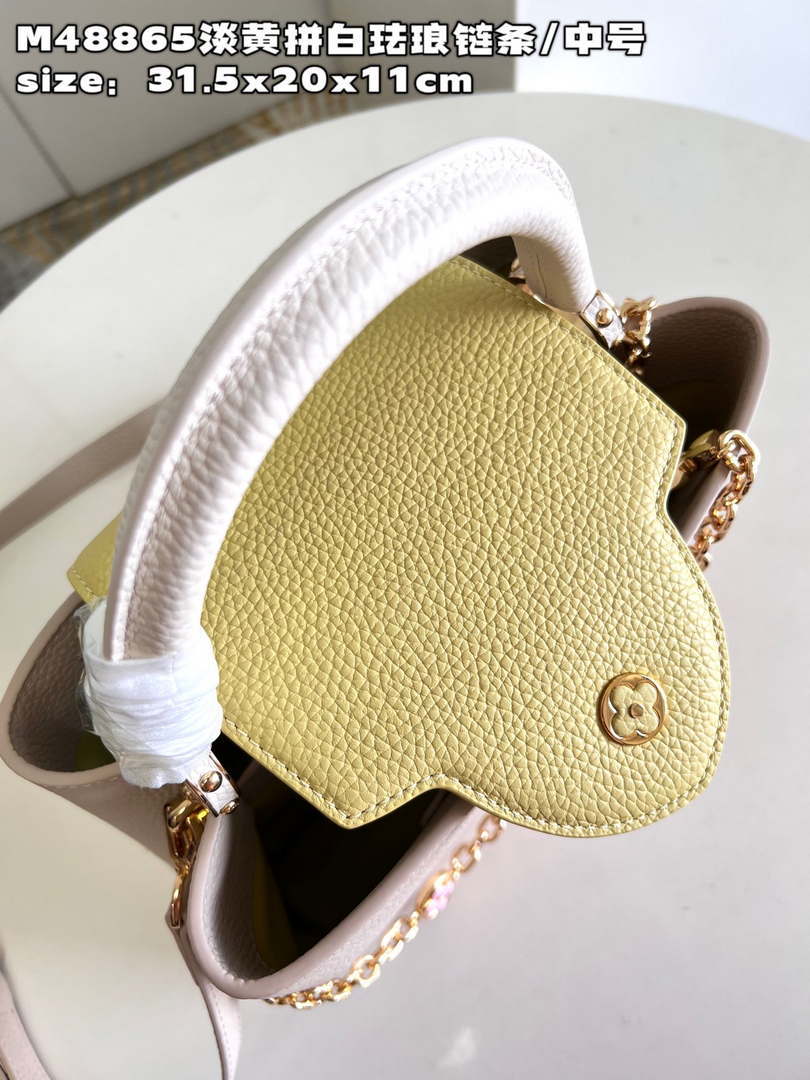 LV M22514 Louis Vuitton Capucines MM Crame Beige