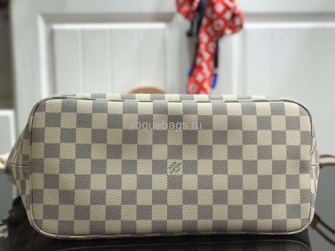 LV N41361 Louis Vuitton Neverfull MM Damier Azur N41605 Bag Pink