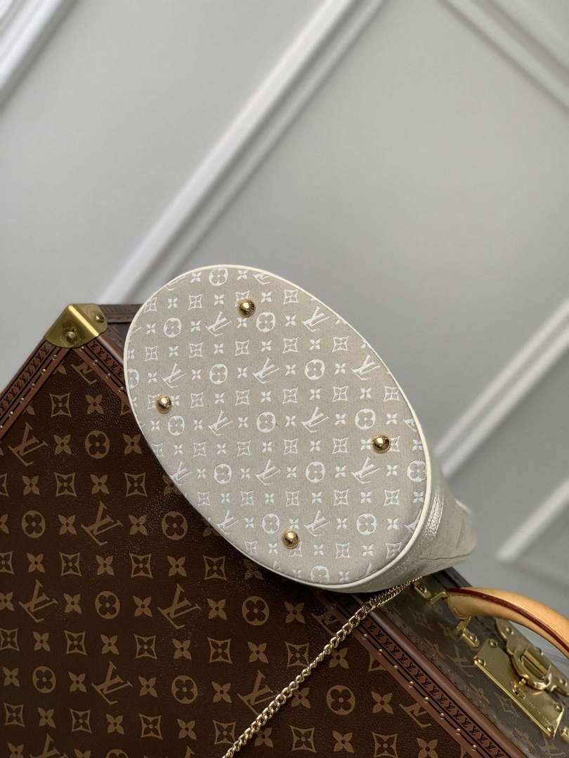 LV M42238 Louis Vuitton Bucket PM Tote Bag White