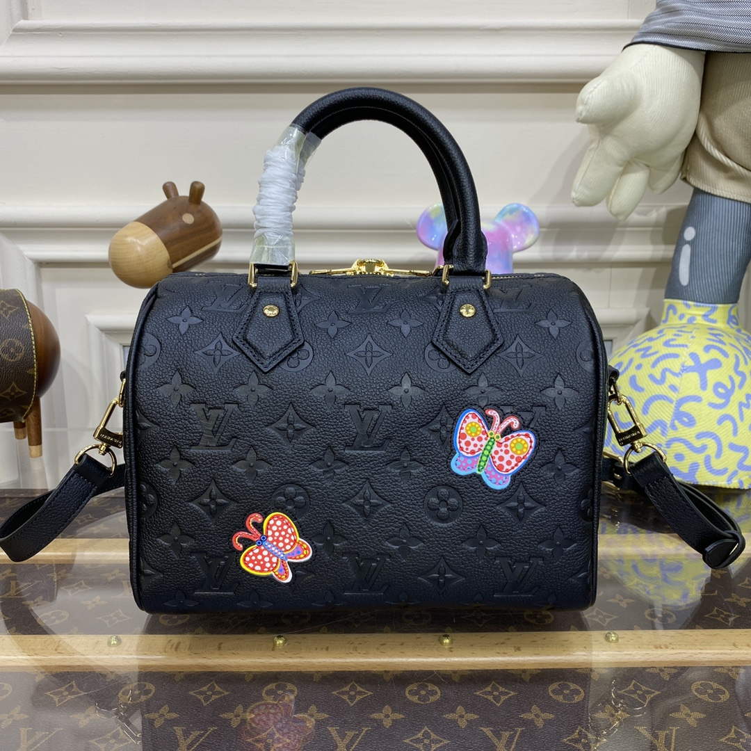 LV M46415 Louis Vuitton LV x YK Speedy Bandouli��re 25 Bag Black
