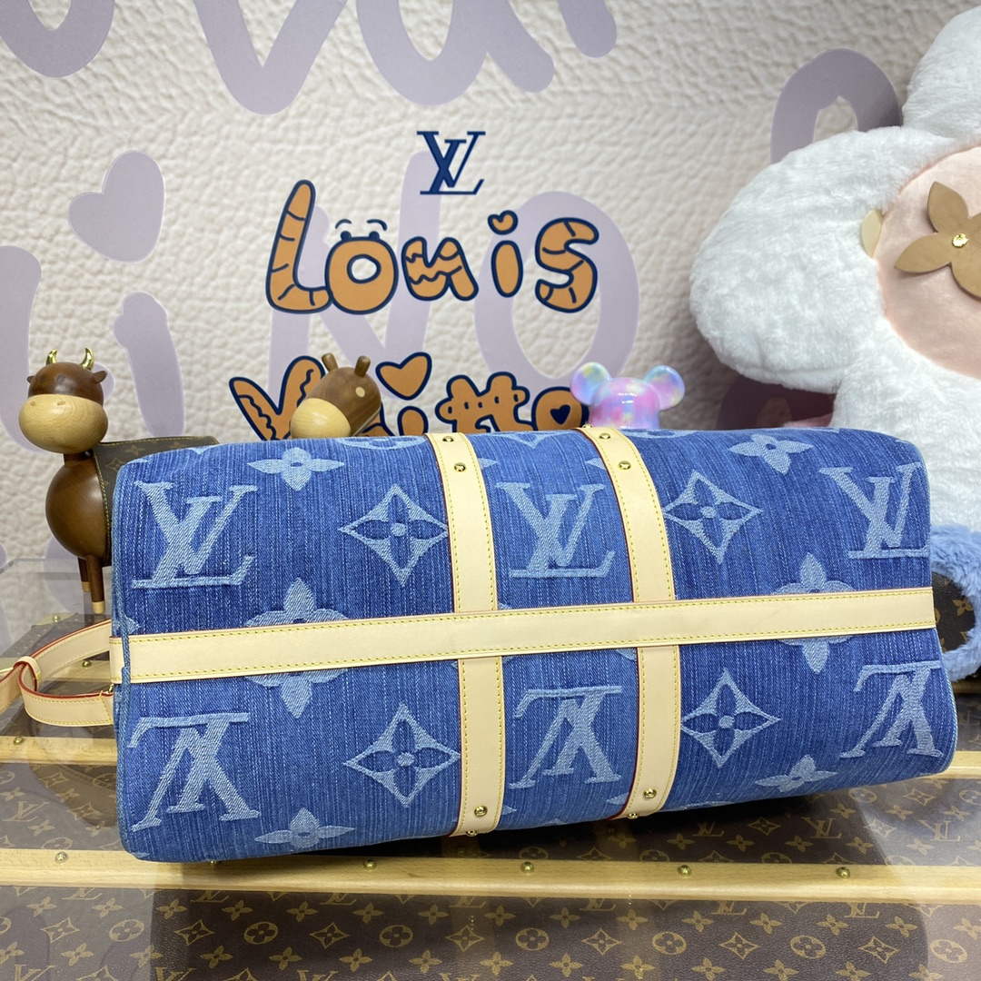 LV M24315 Louis Vuitton Keepall Bandouli��re 45 Bag Blue