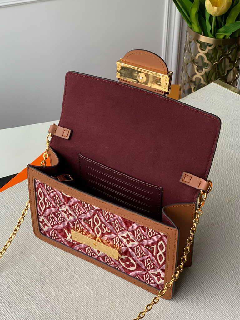 LV M69992 Louis Vuitton Since 1854 Dauphine Chain Wallet Monogram Red