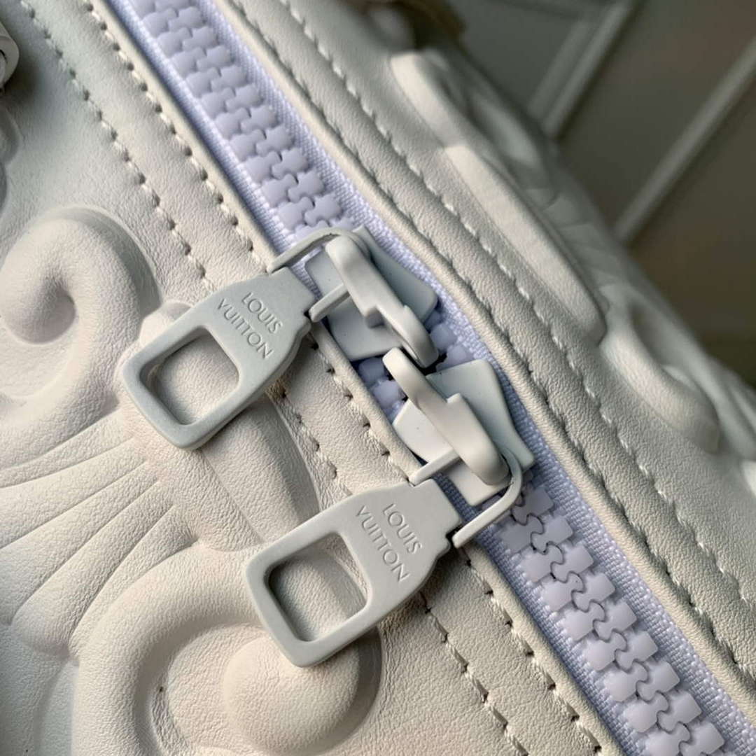 LV M21845 Louis Vuitton Keepall Bandouli��re 50 Bag Optic White