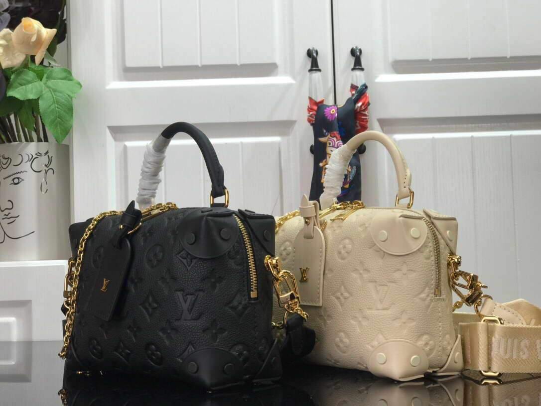 LV M45393 Louis Vuitton Petite Malle Souple Bag M45394 Leather Black