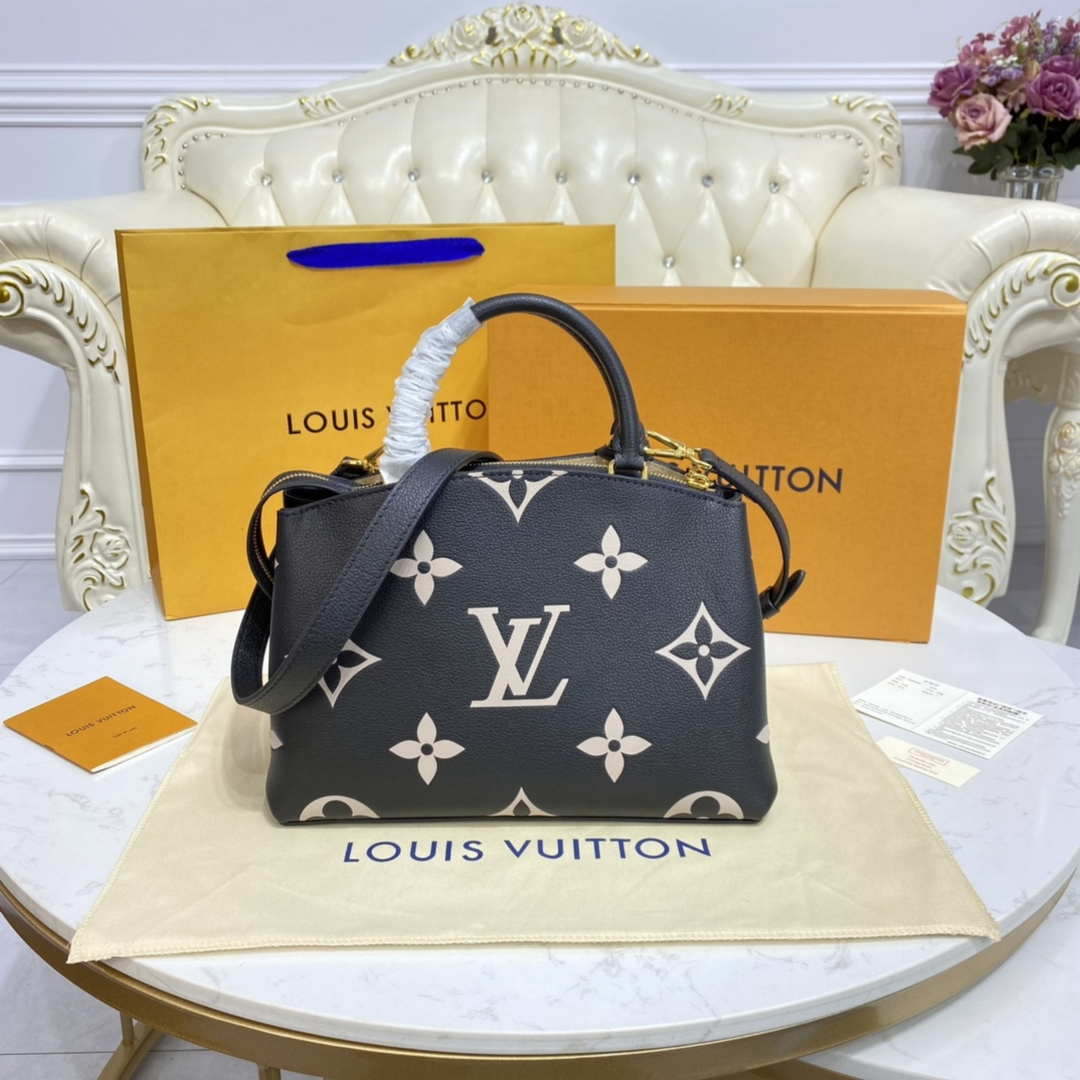 Louis Vuitton LV M58913 Petit Palais Bicolor Monogram empreinte leather Beige and Black