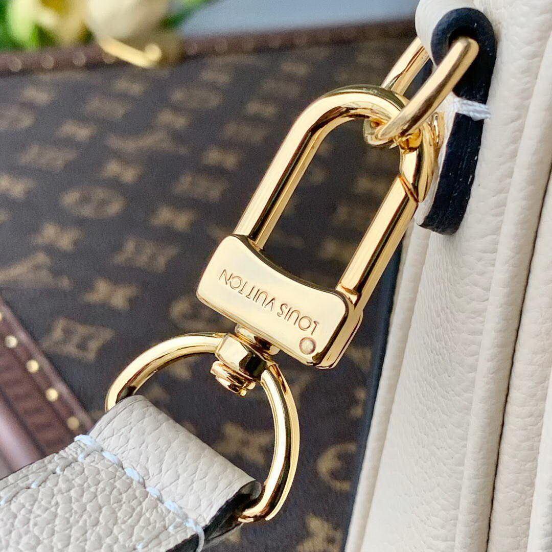 LV M45596 Louis Vuitton Pochette Metis Bicolor Monogram Empreinte Leather Cream