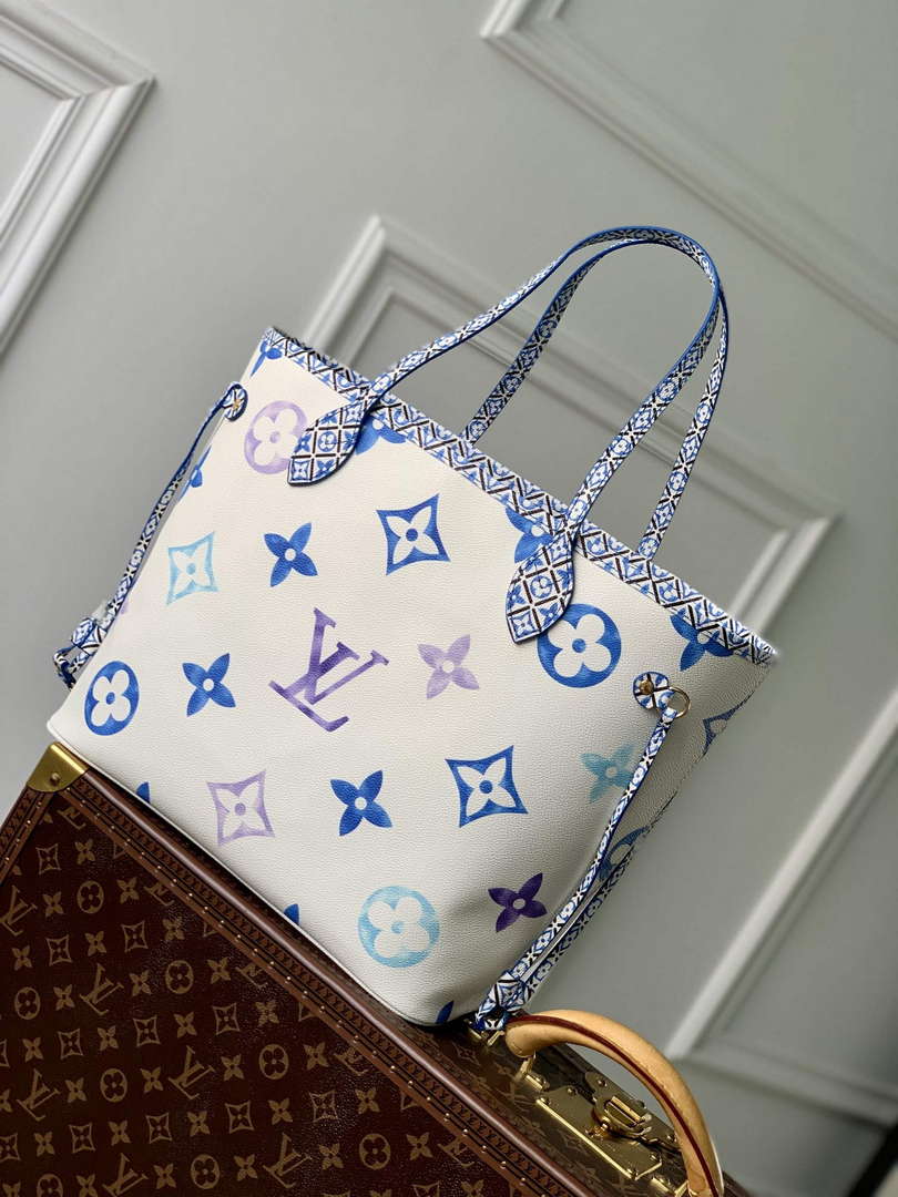 LV M22979 Louis Vuitton Neverfull MM Tote Bag Blue