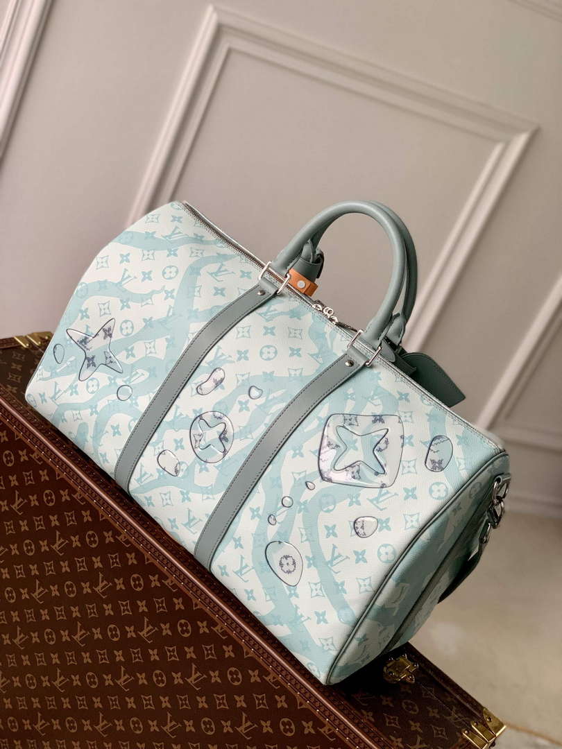 LV M22570 Louis Vuitton Keepall Bandouli��re 50 Bag Crystal Blue