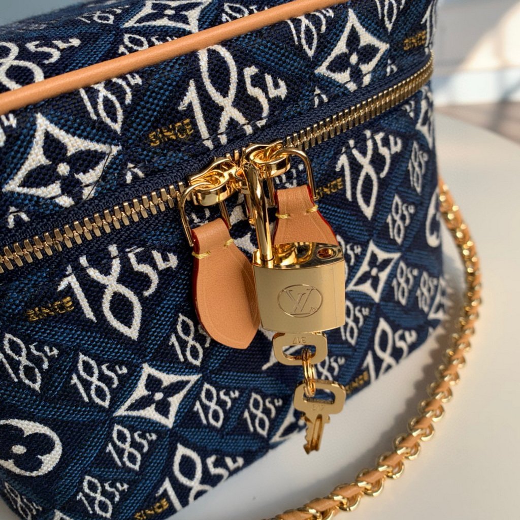 LV M57403 Louis Vuitton Since 1854 Vanity Pm Monogram Jacquard Bag Blue