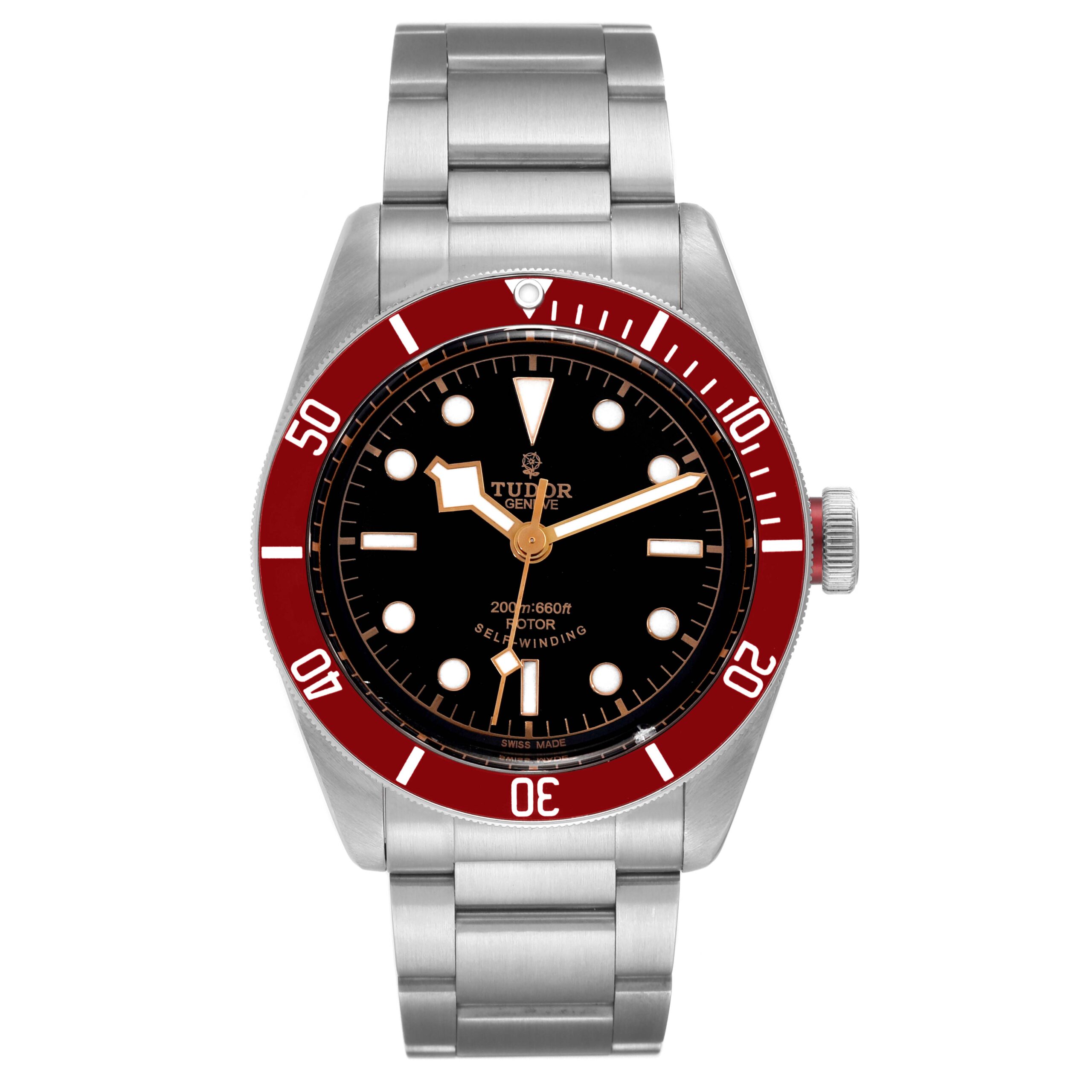 Tudor Heritage Black Bay Burgundy Bezel Steel Watch 79220R Box Card