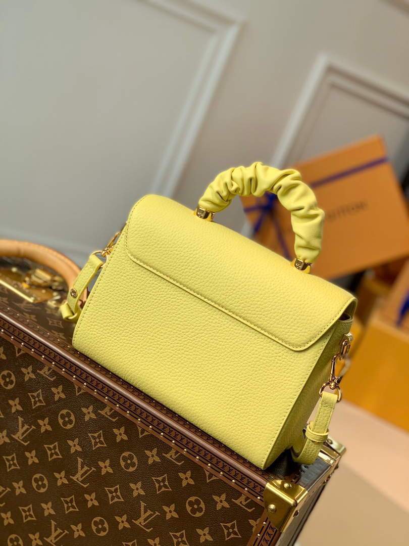 LV M58688 Louis Vuitton Twist MM Leathers Handbag Ginger Yellow