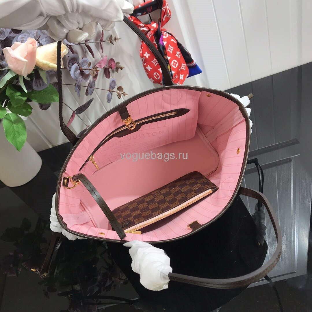 LV M41359 Louis Vuitton Neverfull PM Damier Ebene M41245 Bag Pink