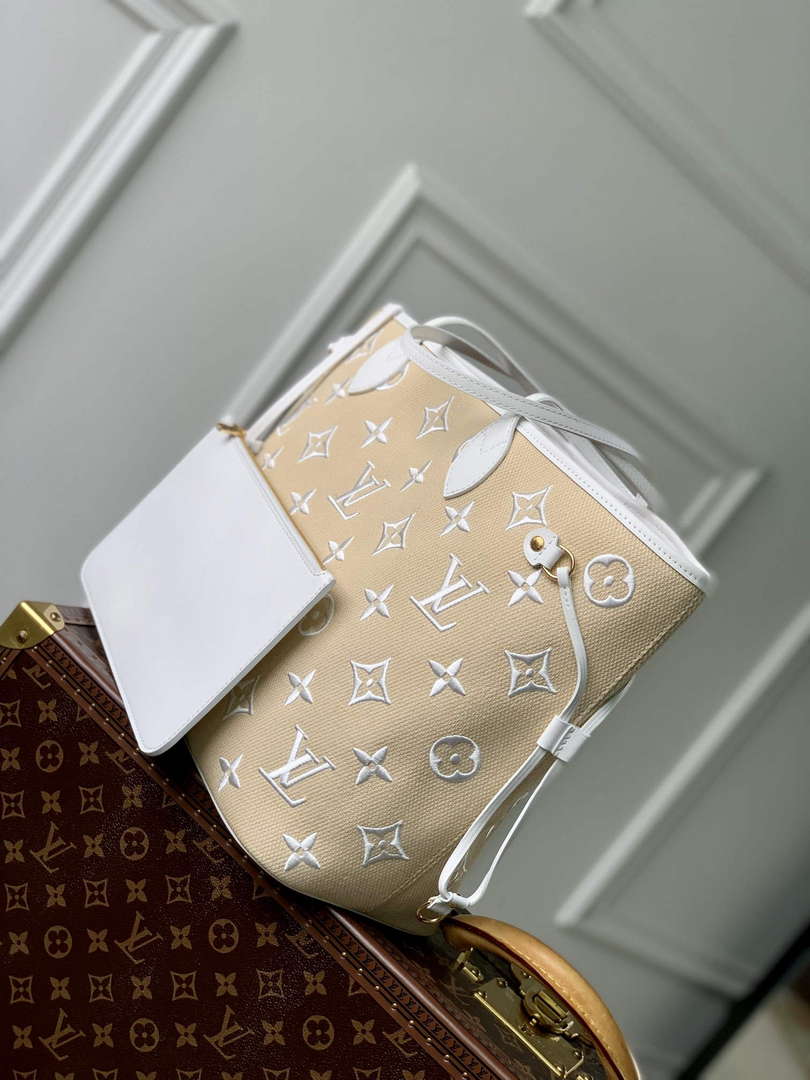 LV M22839 Louis Vuitton Neverfull MM Tote Bag White