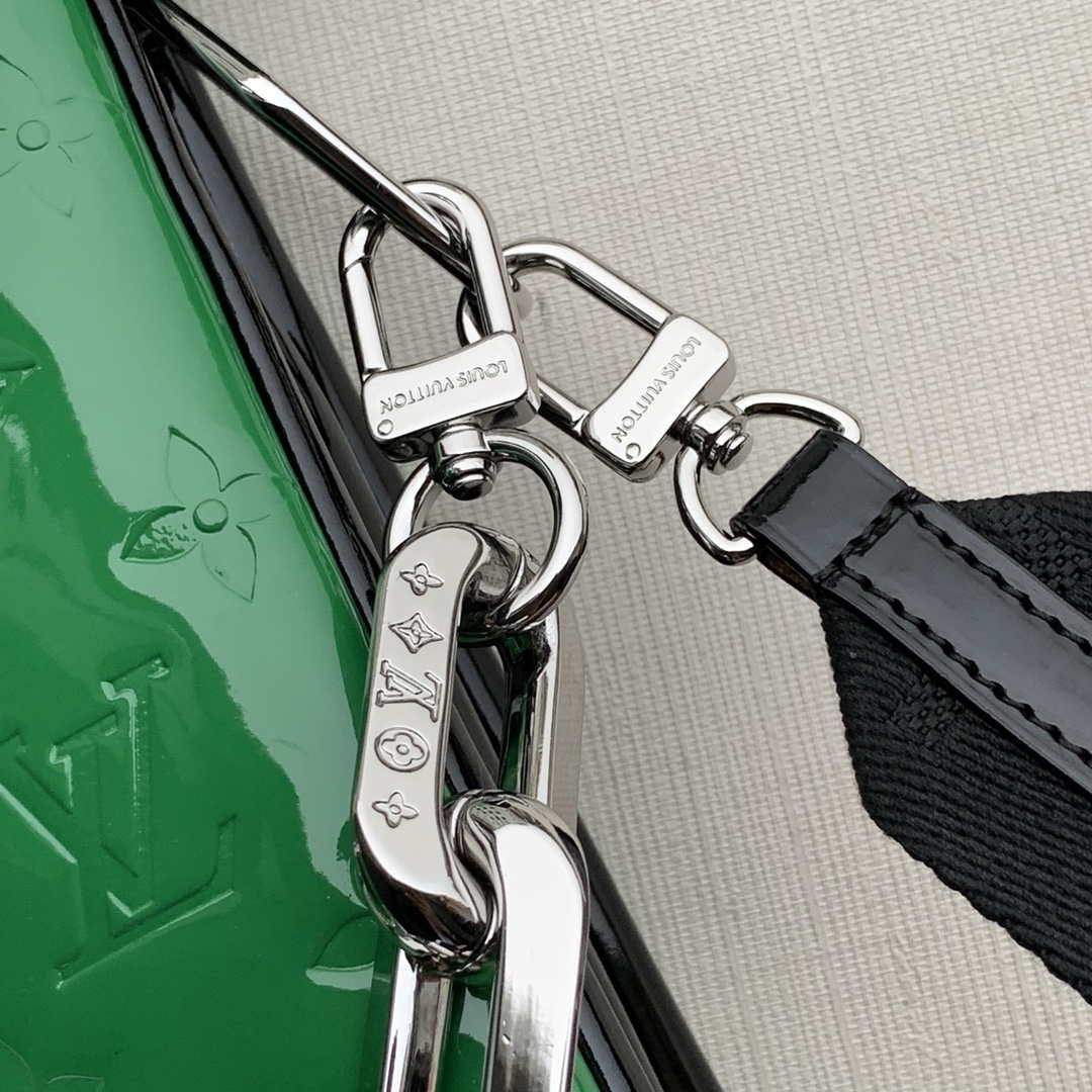 LV M57783 Louis Vuitton Coussin MM Embossed puffy Green Patent Leather