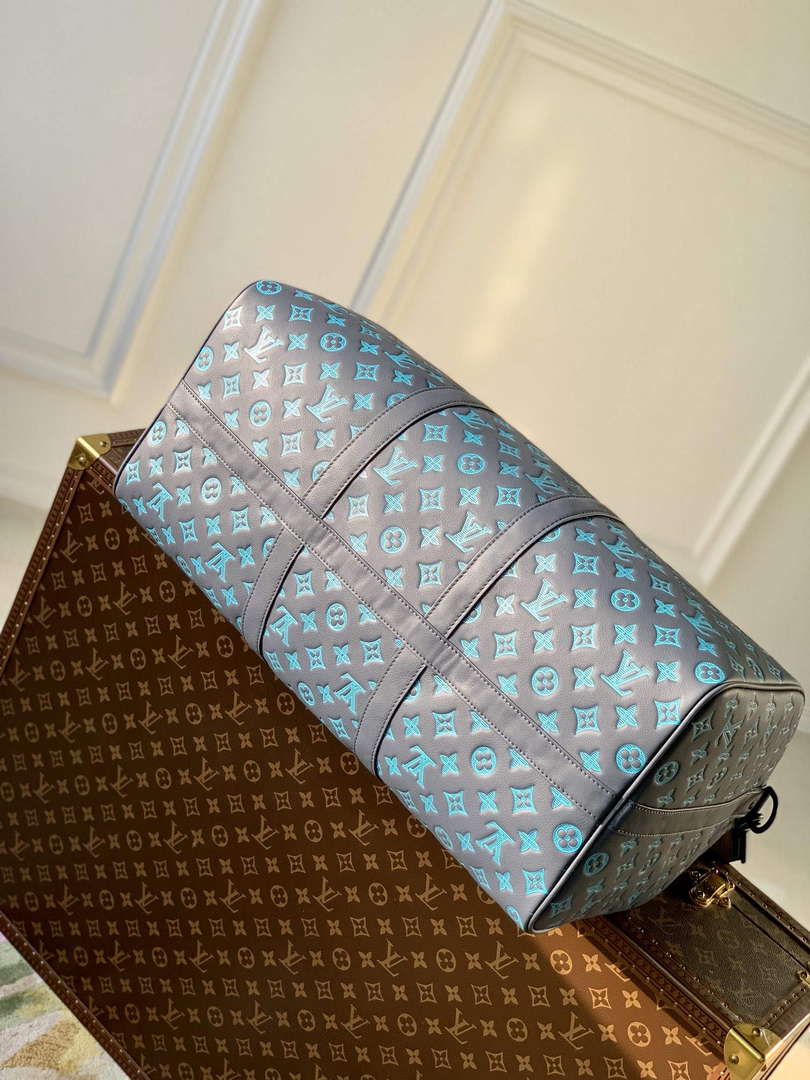 LV M46593 Louis Vuitton Keepall Bandouli��re 50 Bag Navy River Blue