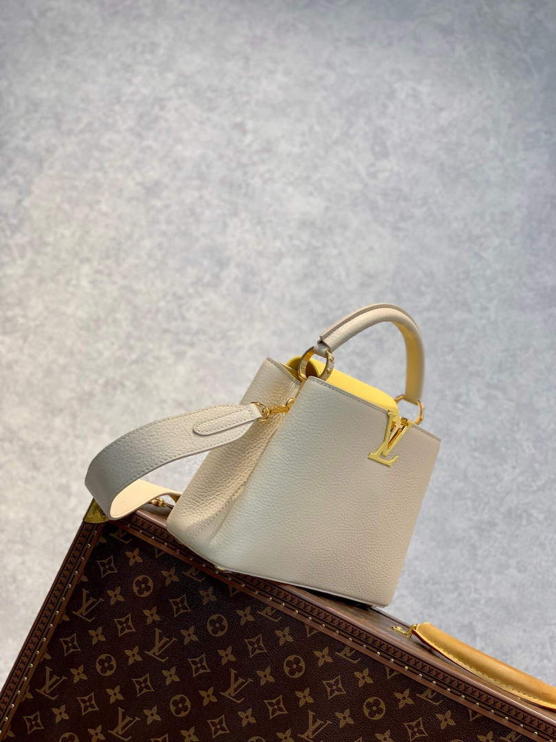 LV M59512 Louis Vuitton Capucines BB Bag Cr��me Beige / Plume Yellow