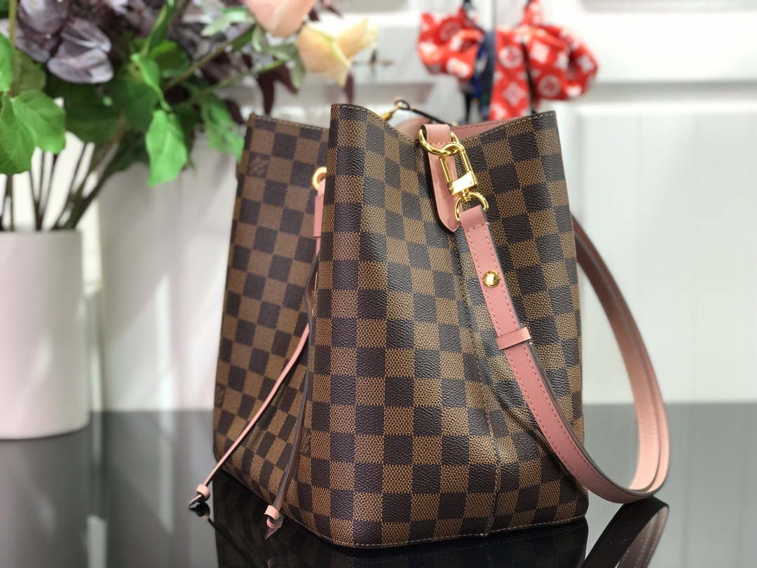 LV N40198 Louis Vuitton NONO MM Bag Damier Ebene Venus Pink