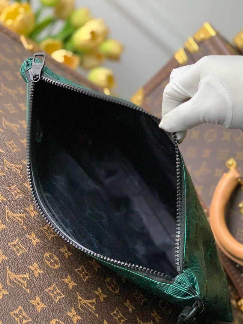 LV M80142 Louis Vuitton 2054 Reversible Pouch Monogram Black And Green