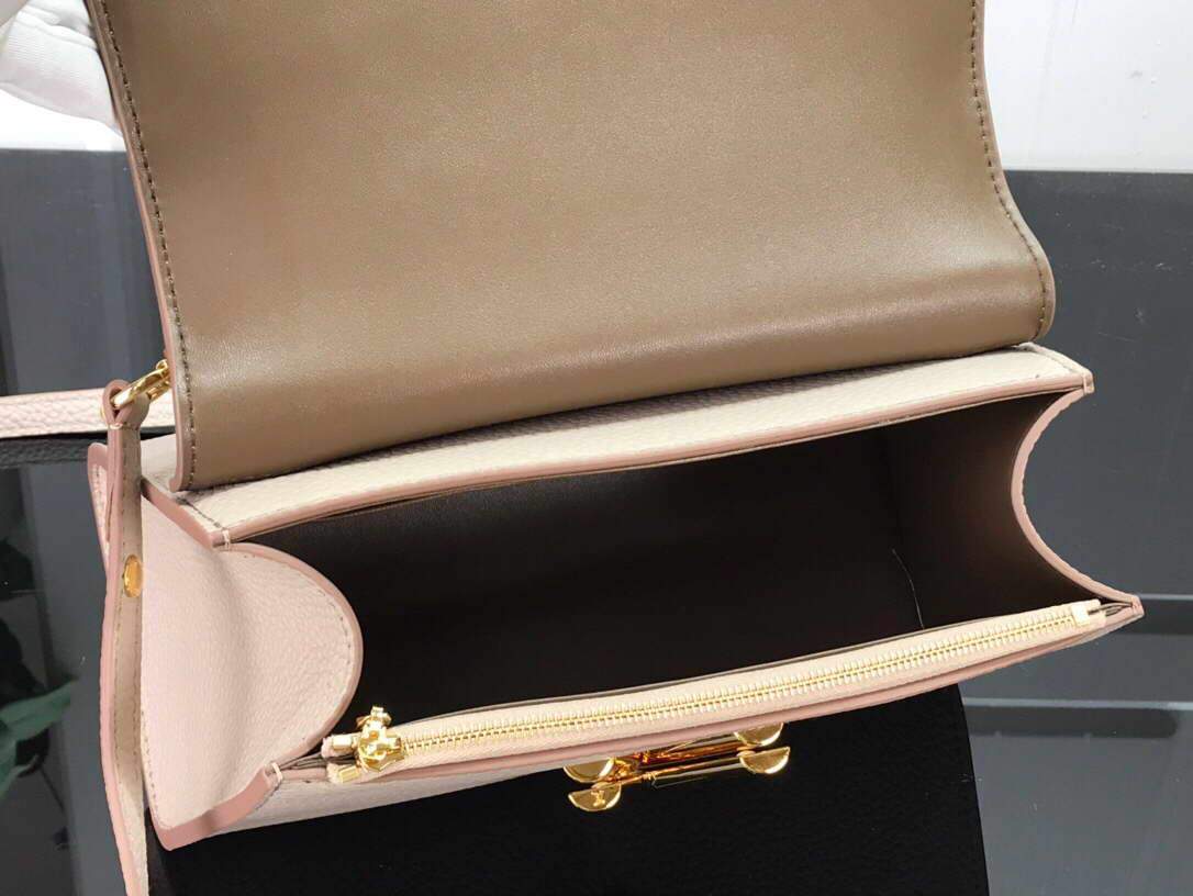 LV M57214 Louis Vuitton Twist one Handle PM Taurillon Leather Beige