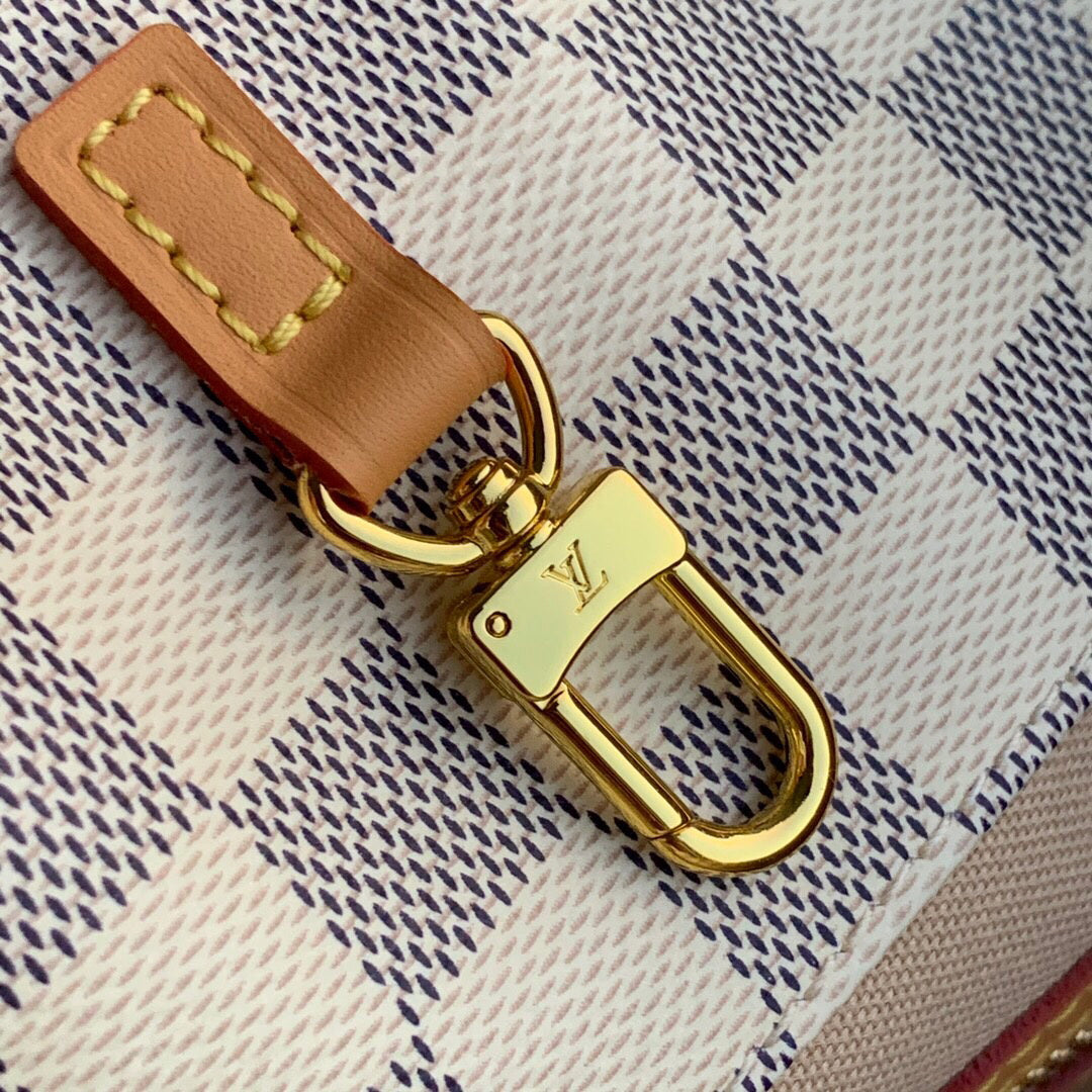 LV N41375 Louis Vuitton Two Tone Plaid Azur Printed Cabas MM Tote Bag