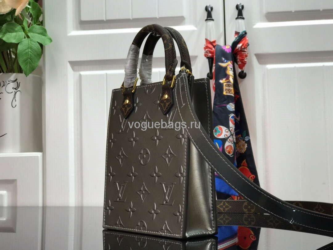 LV M90564 Louis Vuitton Petit Sac Plat Monogram Vernis M69442 Bag Silver