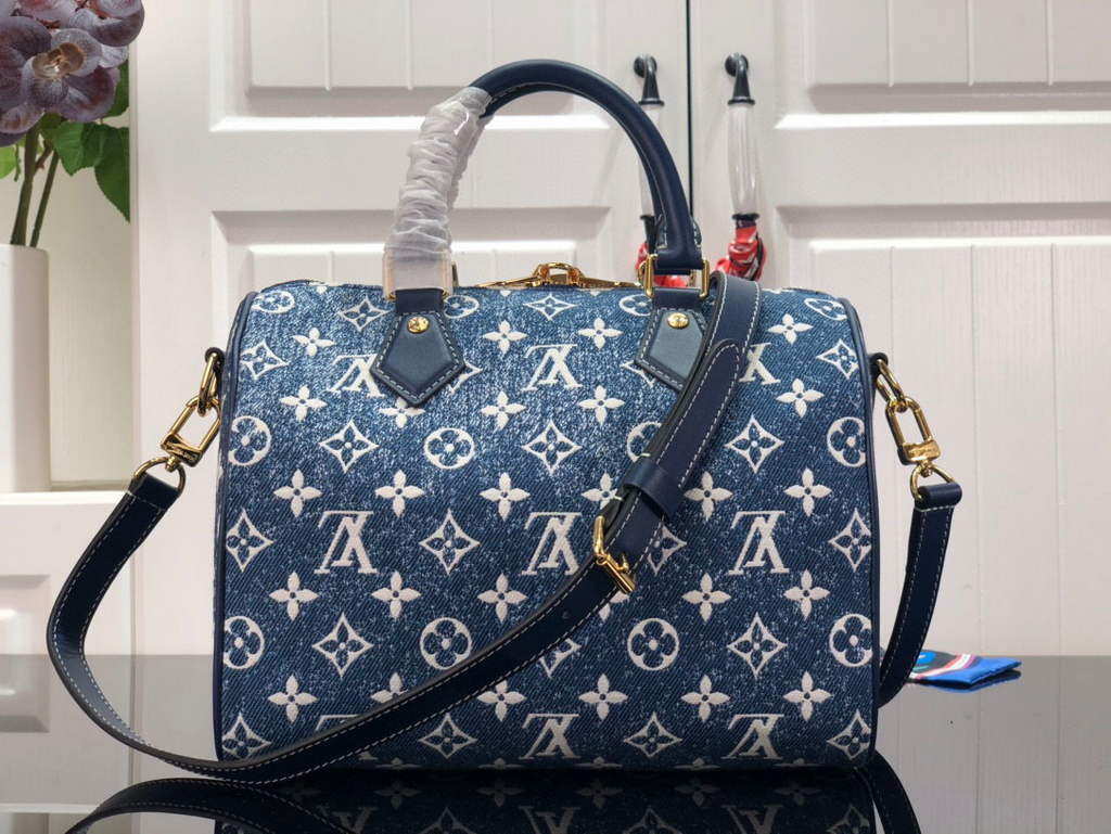Louis Vuitton M59609 LV M59008 Speedy Bandouli��re 25cm Blue